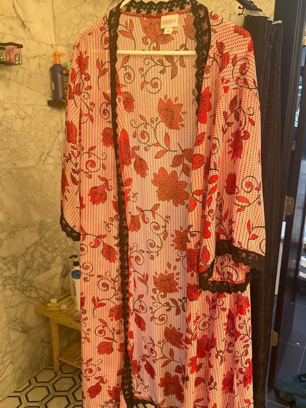 LuLaRoe Red and Black Floral Top